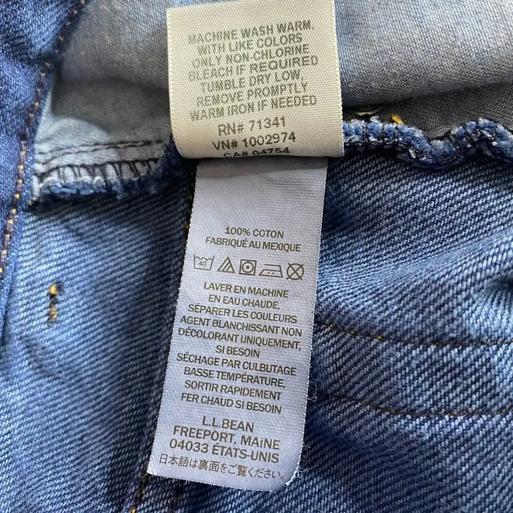 LL Bean Orginal Fit Jeans Blue Denim High Rise Straight Leg Women's 12 Petite - Picture 5 of 12